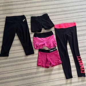 Nike Pro and GK Black and Pink Leggings and 3 Shorts Set Gymnastics